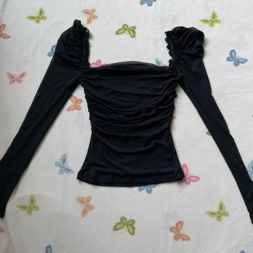 Black mesh top